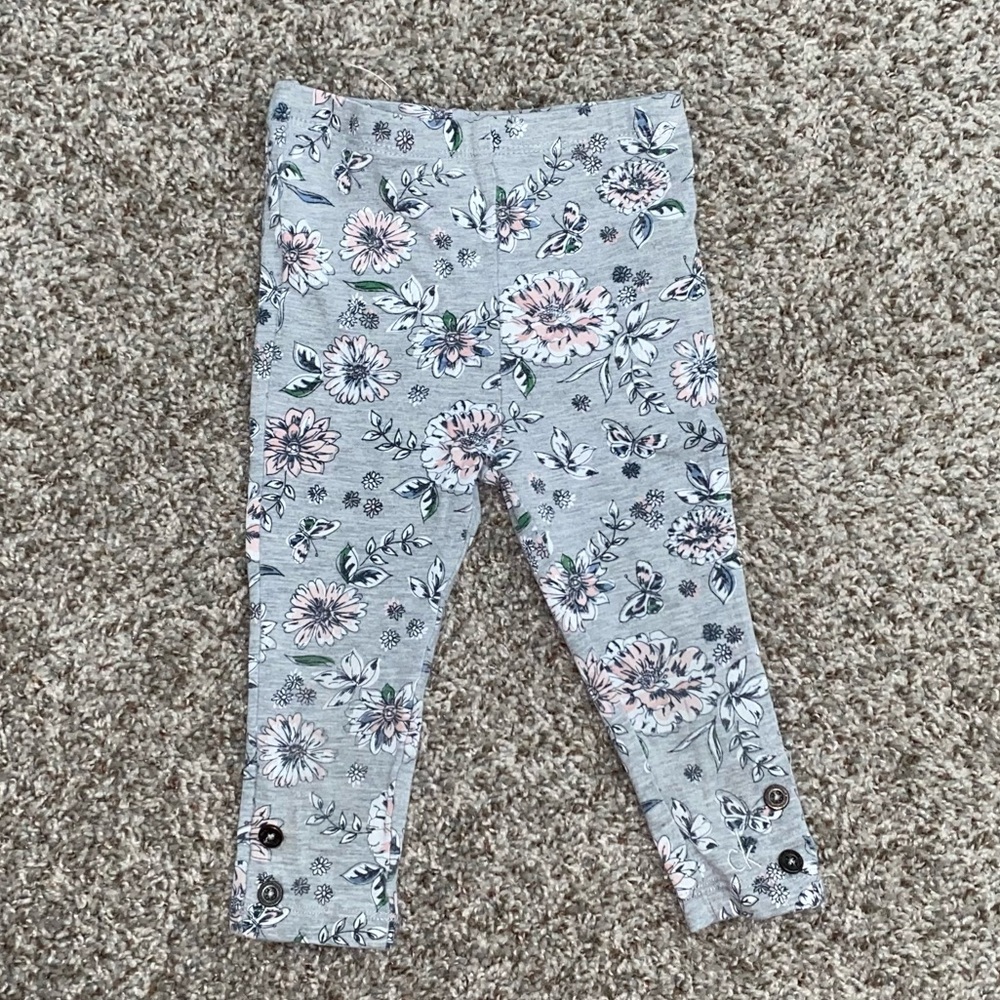 Calvin Klein Floral Gray Baby Girl Leggings 18M